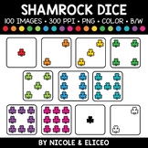 Rainbow Shamrock Dice Clipart + FREE Blacklines - Commercial Use