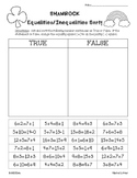 Shamrock Equalities/Inequalities Sort--Addition, Subtracti