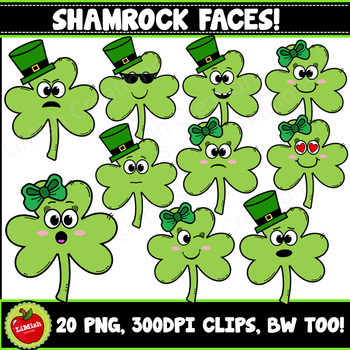 Preview of Shamrock Faces And Emotions Clipart