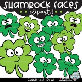Shamrock Faces {shamrock clipart}