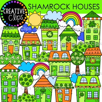 Preview of Shamrock Houses Clipart {St. Patrick's Day Clipart}