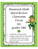 Shamrock Math Spiral Review Classroom Decor grades 5-6