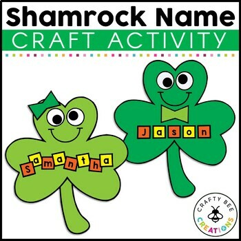 Preview of Shamrock Name Craft St Patricks Day Activities Clover Bulletin Board March Art