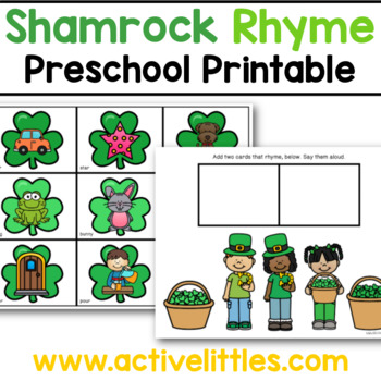 Preview of Shamrock Rhyming Words Preschool Printable