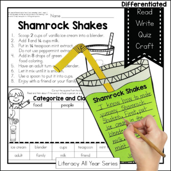 Preview of Shamrock Shakes - Literacy and Craft