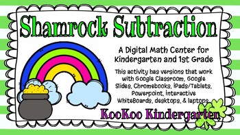 Preview of Shamrock Subtraction-A Digital Math Center (Compatible with Google Apps)