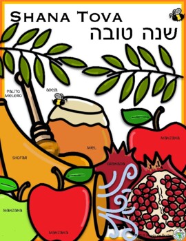 Preview of Shana Tova Rosh Hashanah Yom Kippur Poster Spanish French English