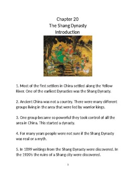Preview of Shang Dynasty - Overview unit many review worksheets info study guide lessons