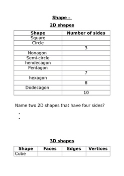 Preview of Shape 2D and 3D Test Assessment