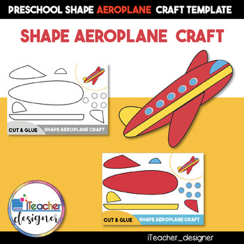 Preview of Shape Airplane Craft - Cut and Glue Activity for Kids