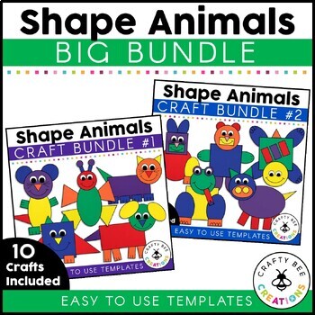 Preview of Shape Animal Crafts Big Bundle | Shape Activities | 2D Shapes