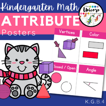 Preview of Shape Attribute Posters | Kindergarten Valentine's Day Geometry Unit