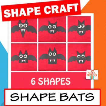 Preview of Shape Bat Craft - 2D Shape Halloween Math Crafts - Halloween Bulletin Board
