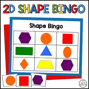 2d Shape Bingo Flat Shapes By Time 4 Kindergarten Tpt