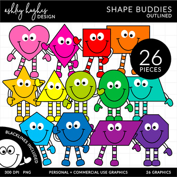 Preview of Shape Buddies Clipart - Outlined