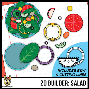 Preview of 2D Shapes: Salad Shapes - cutting lines included - Clip Art