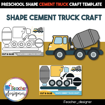 Preview of Shape Cement Truck Craft - Cut and Glue Activity for Kids