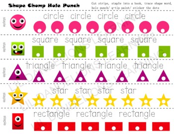 Shape Chomp Hole Punch Practice by Lil Dandelions Learning TpT