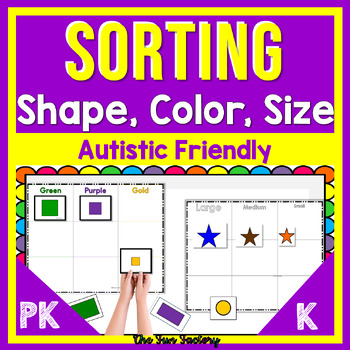 Preview of Sorting Activities - Sorting Shapes - Sort by Attributes Color & Size - Autism