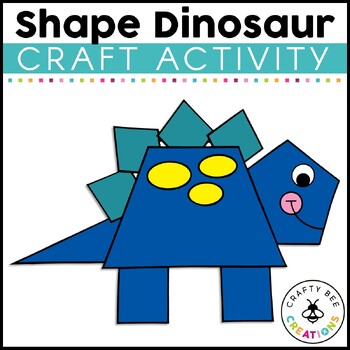Preview of Dinosaur Shape Craft Template Kindergarten Preschool Activities 2d Shapes Art