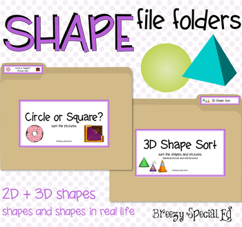 Preview of Shape File Folders 2D and 3D - Great for Early Ed or Special Education