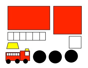 Preview of Shape Fire Truck Craft and Fire Straw Blowing Art House Template