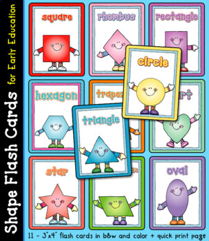 Preview of Shape Flash Cards for Early Education - Digital or Printable