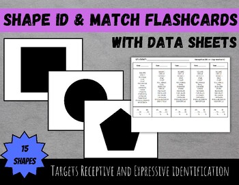 Preview of Shape Flashcards and Data Sheets for Receptive and Expressive ID and Match