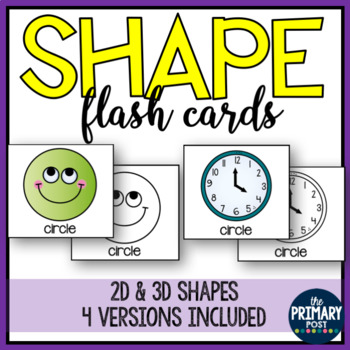 Preview of Shape Flash Cards for 2d & 3d shapes