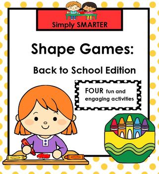 Preview of Back to School Themed Flat Shape SMARTBOARD Games