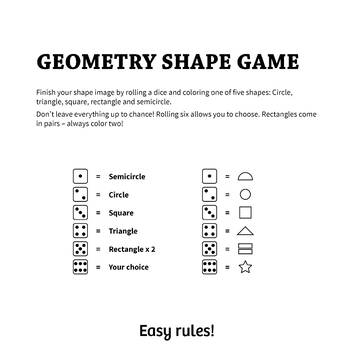 12 Geometry Shape Coloring Pages Bonus Dice Game