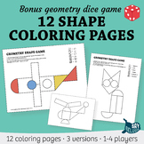 12 Geometry Shape Coloring Pages + Bonus Dice Game