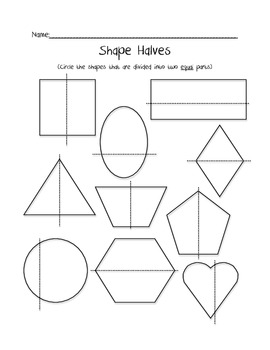 Shape Halves Freebie by Christina Harris | Teachers Pay Teachers