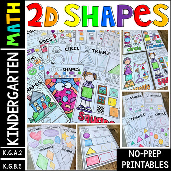 Preview of 2D Shapes Worksheets & Activities | Shapes Unit | Geometry Math Kindergarten