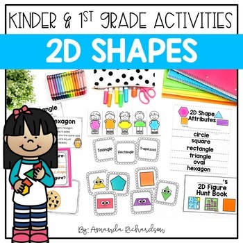 Preview of 2D Shapes Kindergarten Activities, Worksheets, Anchor Chart, Attributes