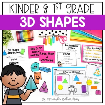 Preview of 3D Shapes Kindergarten, Worksheets, Sort, Anchor Chart, Activities