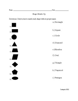 Shape Match-Up (1st Grade) by Santagata Store | TPT