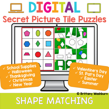 Preview of Shape Matching Holidays Digital Secret Picture Tile Puzzles