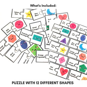Shape Matching Puzzle and Worksheets by Hot Chocolate Teachables