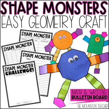 Preview of Shape Monster Geometry Activity and Graphing Math Craft for 1st or 2nd Grade