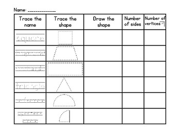 Preview of Shape Names, Sides, and Vertices Practice