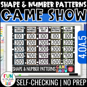 Preview of Shape & Number Patterns Game Show - 4th Grade Math Review Game 4.OA.5
