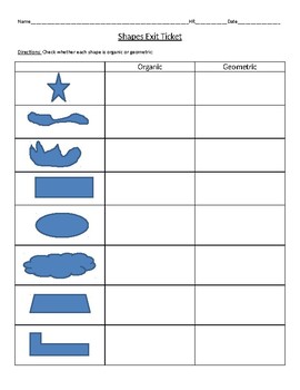 Preview of Shape Organic vs Geometric Exit Ticket *** Remote Learning Applicable