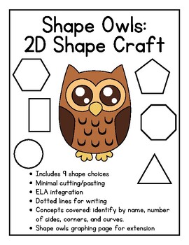 Preview of Shape Owls - 2D Attributes Craft - Lower Elementary
