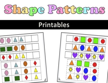 Preview of Shape Patterns, Pattern Strips, Pattern Cards for Pre-K and Kindergarten