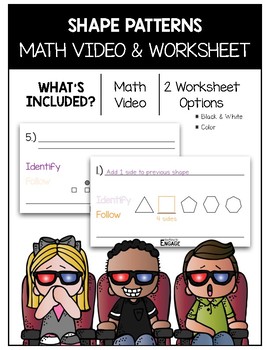 Preview of 4.OA.5: Shape Patterns Math Video and Worksheet