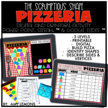 Preview of 2D Shape Pizza Craft and Math Activity | Identify Shapes and Attributes Pizzeria