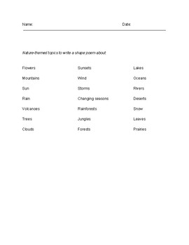 Preview of Shape Poetry Lesson: Student Packet