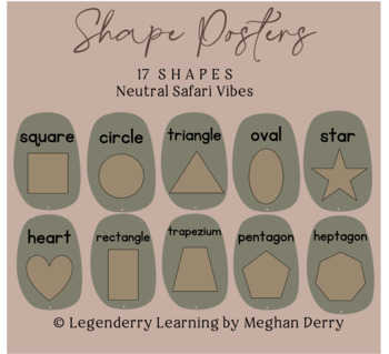 Preview of Shape Posters | 2D Shapes Printable | Neutral Safari Classroom Decor