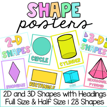 Preview of Shape Posters | 2D and 3D | Classroom Decor | Math Vocabulary